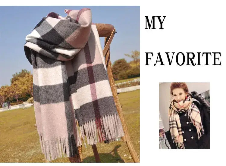 Luxury Brand Classic Print Lattice Soft Cashmere Shawl