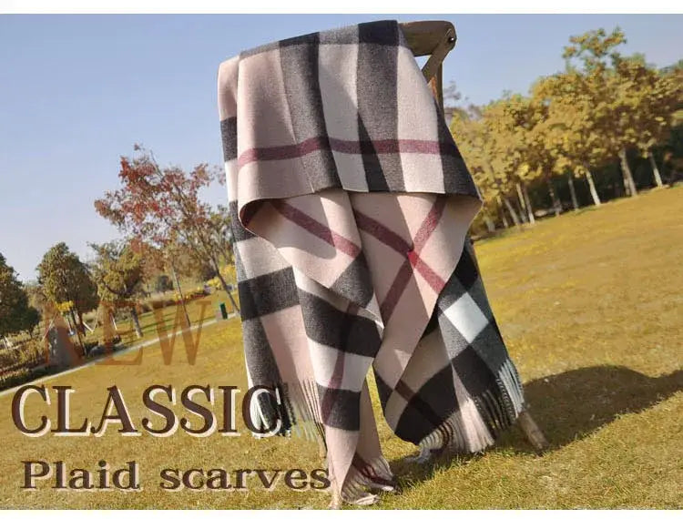 Luxury Brand Classic Print Lattice Soft Cashmere Shawl