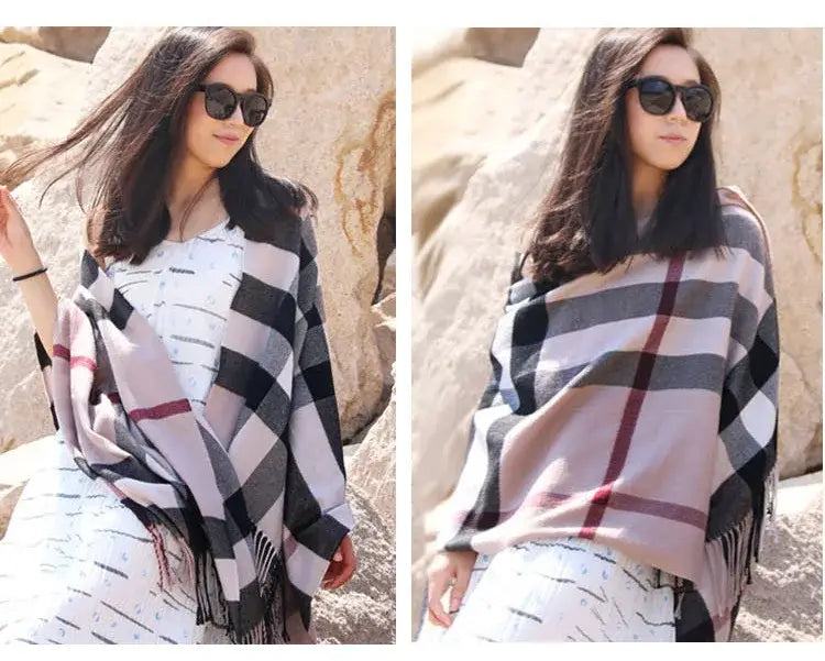 Luxury Brand Classic Print Lattice Soft Cashmere Shawl