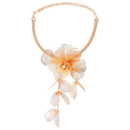 Brand Design Long Metal Leaf Shaped Flower Statement Jewelry Set