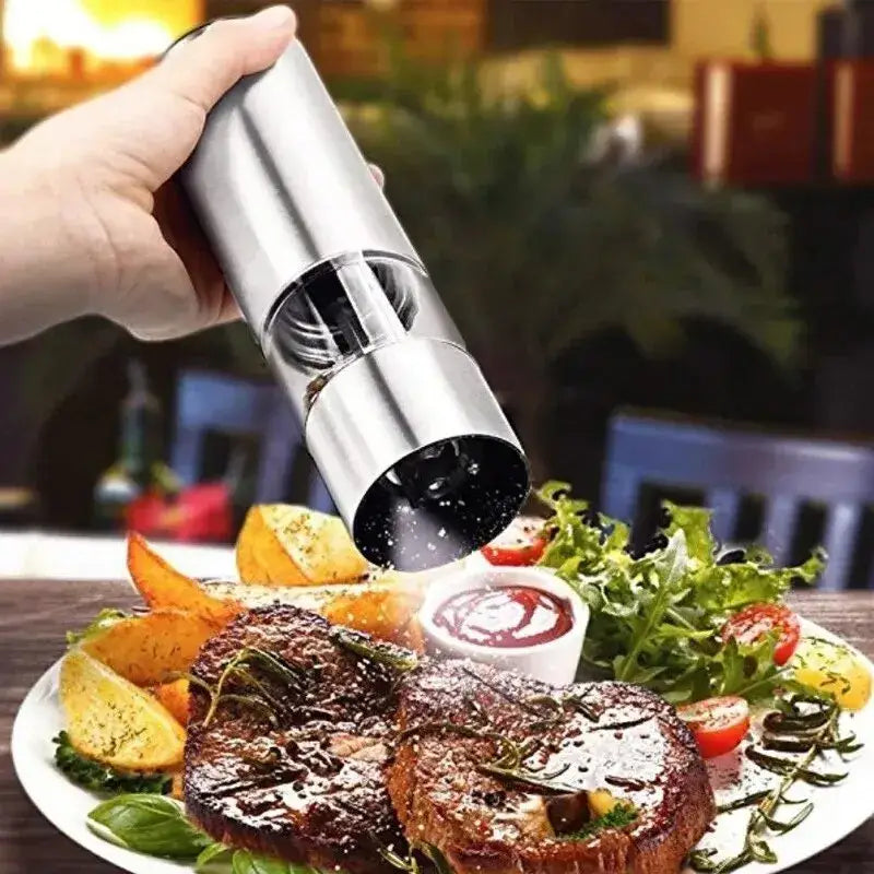 Elegant Stainless Steel Electric Pepper Grinder - Silver