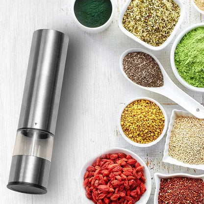 Elegant Stainless Steel Electric Pepper Grinder - Silver