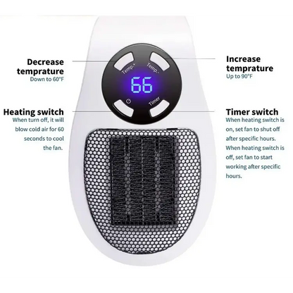 Mini Radiator Portable Remote Electric Heater - White