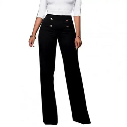 Solid Color Flare High Waist Wide Office Ladies Trousers