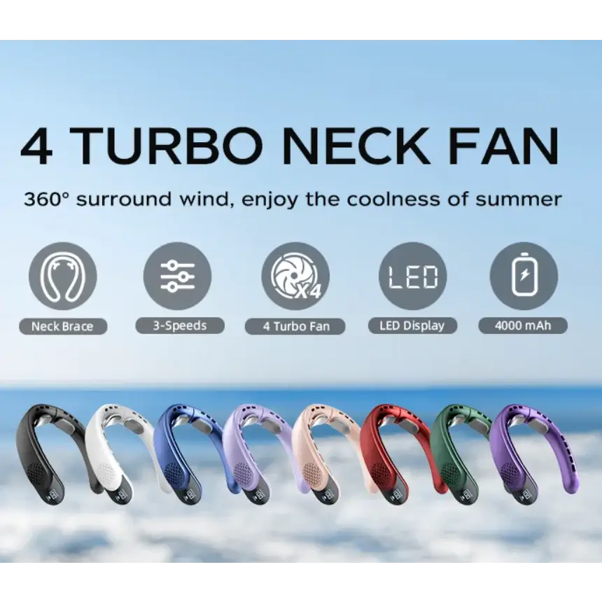 USB Rechargeable Portable 3 Speed Display Wearable Summer Cooler