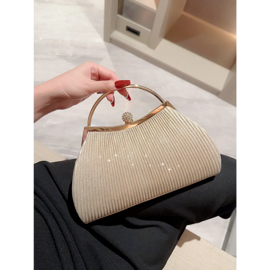 Women Elegant Glitter Pleated Ladies Clutch Luxury Bag